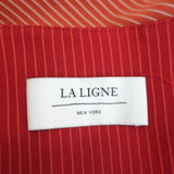 La Ligne Kate Tiered Midi Dress Red/Pink Striped Cotton-Blend Size Extra Small