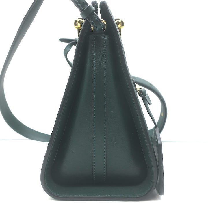 Alexander McQueen The Short Story Croc-Embossed Leather Crossbody Bag Dark Green