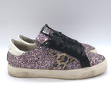 Golden Goose May Leopard-Star Glitter Sneakers Pink/Black Size 37