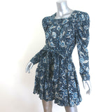 Ulla Johnson Nailah Puff Sleeve Mini Dress Navy Floral Print Cotton-Blend Size 4