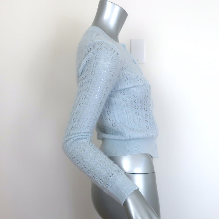 Doen Danae Pointelle Knit Cardigan Sky Blue Alpaca-Blend Size Extra Small