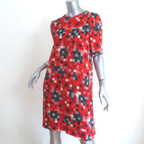 Marni Short Sleeve Shift Dress Red Pixel Print Crepe Size 40