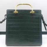 Alexander McQueen The Short Story Croc-Embossed Leather Crossbody Bag Dark Green