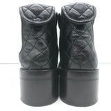 Chanel CC Turn Lock Fold-Over Ankle Boots Black Quilted Leather Size 36.5