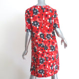 Marni Short Sleeve Shift Dress Red Pixel Print Crepe Size 40