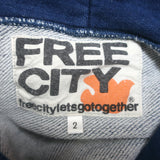 FREECITY Logo Sleeve Zip-Up Hoodie Sweatshirt Dark Blue Size 2