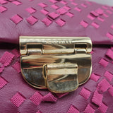 Nina Ricci Chain Strap Small Shoulder Bag Berry Ribbon-Woven Leather