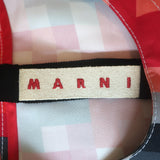 Marni Short Sleeve Shift Dress Red Pixel Print Crepe Size 40