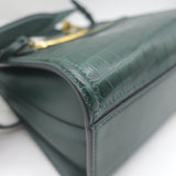 Alexander McQueen The Short Story Croc-Embossed Leather Crossbody Bag Dark Green