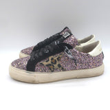 Golden Goose May Leopard-Star Glitter Sneakers Pink/Black Size 37