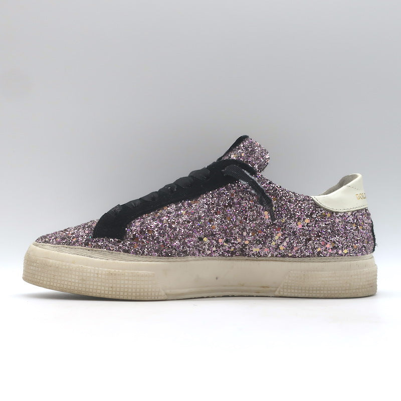 Golden Goose May Leopard-Star Glitter Sneakers Pink/Black Size 37
