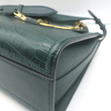 Alexander McQueen The Short Story Croc-Embossed Leather Crossbody Bag Dark Green