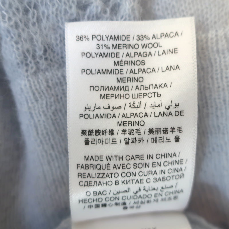 Doen Danae Pointelle Knit Cardigan Sky Blue Alpaca-Blend Size Extra Small