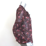 Ulla Johnson Mimi Tie-Neck Blouse Plum Floral Print Silk Size 2 Long Sleeve Top