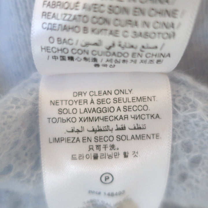Doen Danae Pointelle Knit Cardigan Sky Blue Alpaca-Blend Size Extra Small