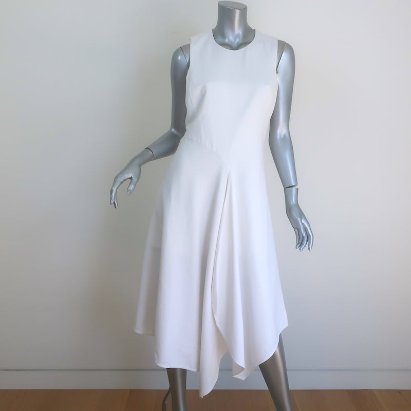 knee length dresses for ladies When in Rome | White Asymmetric Ruffle Midi Dress