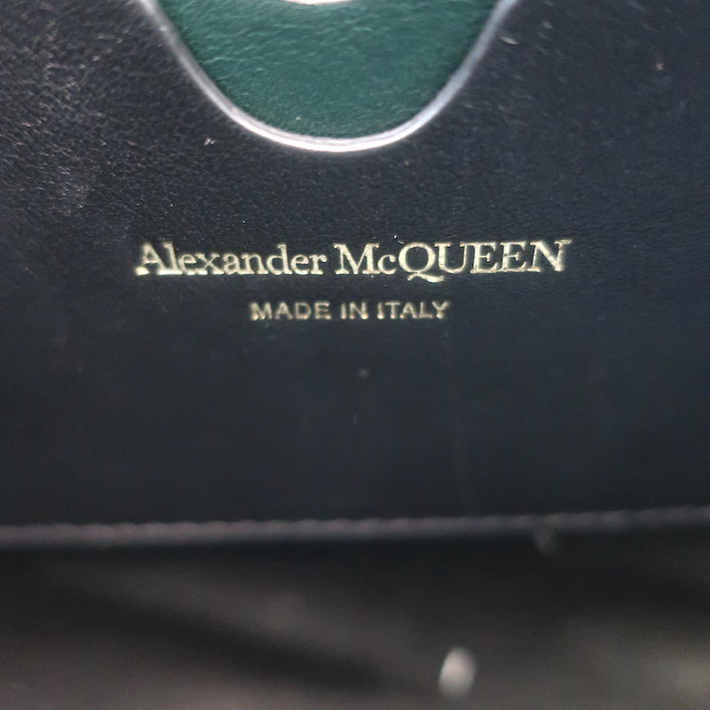 Alexander McQueen The Short Story Croc-Embossed Leather Crossbody Bag Dark Green