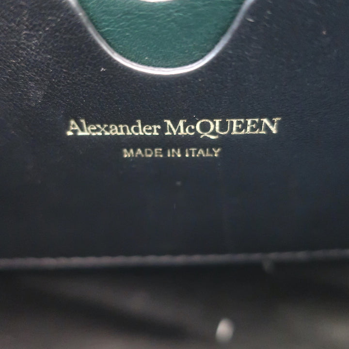 Alexander McQueen The Short Story Croc-Embossed Leather Crossbody Bag Dark Green