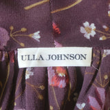 Ulla Johnson Mimi Tie-Neck Blouse Plum Floral Print Silk Size 2 Long Sleeve Top