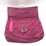 Nina Ricci Chain Strap Small Shoulder Bag Berry Ribbon-Woven Leather