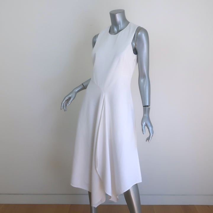 Stella McCartney Cutout-Back Asymmetric Midi Dress White Cotton Pique Size 42