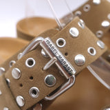 Isabel Marant Lennyo Grommet Studded Slide Sandals Camel Suede Size 37