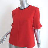 Victoria by Victoria Beckham Flounce Sleeve Top Red Stretch Wool Size US 6