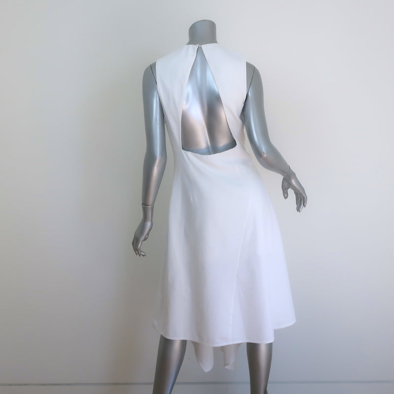 Stella McCartney Cutout-Back Asymmetric Midi Dress White Cotton Pique Size 42