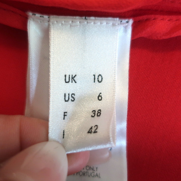 Victoria by Victoria Beckham Flounce Sleeve Top Red Stretch Wool Size US 6