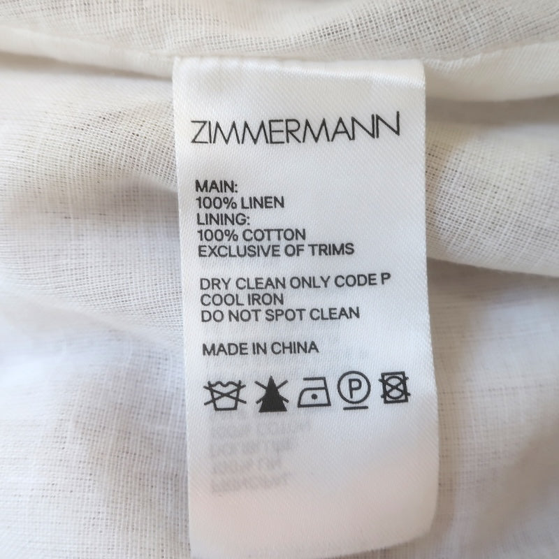 Zimmermann Bells Belted Tuck Shorts White/Yellow Paisley Print Linen Size 2