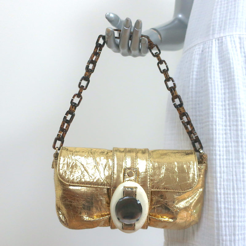 Gold Lou quilted metallic cracked-leather belt bag, SAINT LAURENT