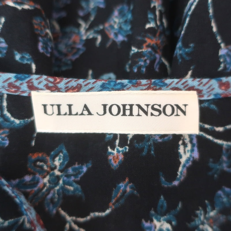 Ulla Johnson Cora Flutter Sleeve Top Navy Floral Print Cotton Size 2