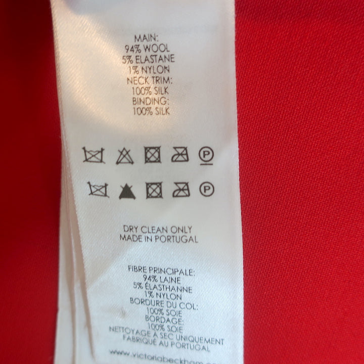 Victoria by Victoria Beckham Flounce Sleeve Top Red Stretch Wool Size US 6