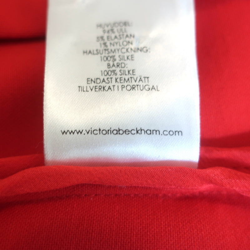 Victoria by Victoria Beckham Flounce Sleeve Top Red Stretch Wool Size US 6