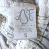 LoveShackFancy Long Sleeve Peplum Top White Lace-Trimmed Cotton Size Small