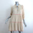 Honorine Giselle Tiered Mini Dress Beige Embroidered Cotton Size Extra Small