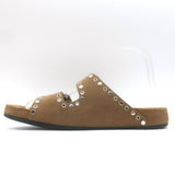 Isabel Marant Lennyo Grommet Studded Slide Sandals Camel Suede Size 37