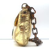 Lanvin Mother of Pearl Accent Small Shoulder Bag Gold Metallic Leather