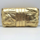 Lanvin Mother of Pearl Accent Small Shoulder Bag Gold Metallic Leather