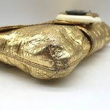 Lanvin Mother of Pearl Accent Small Shoulder Bag Gold Metallic Leather