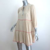 Honorine Giselle Tiered Mini Dress Beige Embroidered Cotton Size Extra Small