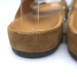Isabel Marant Lennyo Grommet Studded Slide Sandals Camel Suede Size 37