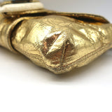 Lanvin Mother of Pearl Accent Small Shoulder Bag Gold Metallic Leather