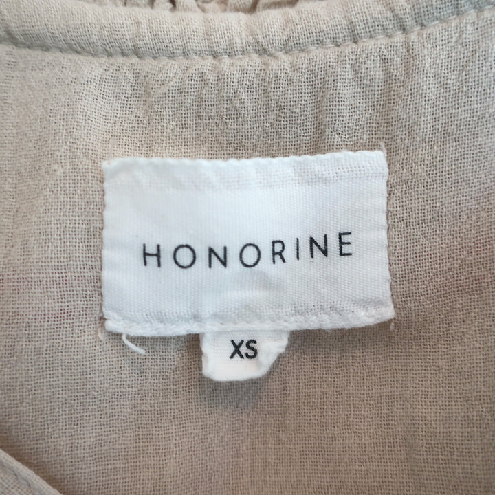 Honorine Giselle Tiered Mini Dress Beige Embroidered Cotton Size Extra Small