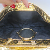 Lanvin Mother of Pearl Accent Small Shoulder Bag Gold Metallic Leather