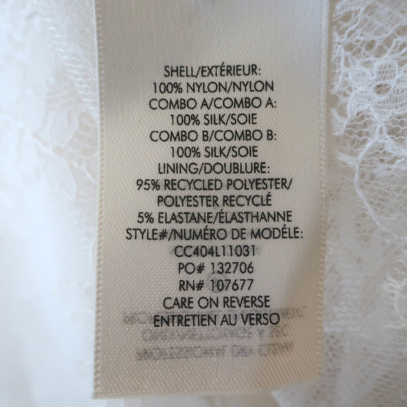 Alice &amp; Olivia Talulah Lace Pussy Bow Blouse White Size Small Flutter Sleeve Top