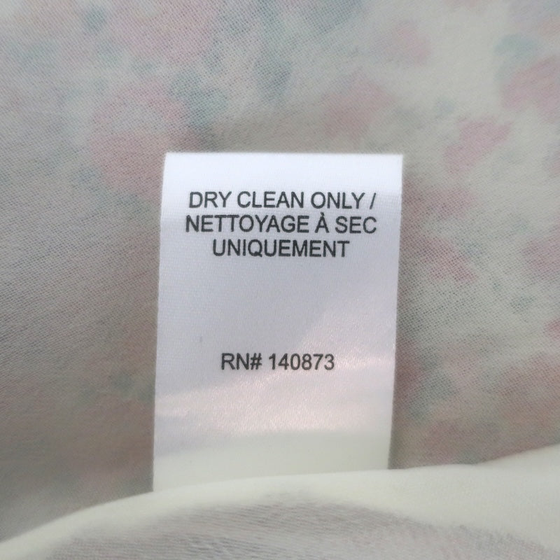 LoveShackFancy Alex Ruffled Midi Skirt Cream/Pink Floral Print Silk Size Medium