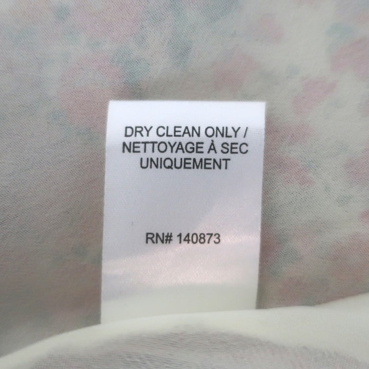 LoveShackFancy Alex Ruffled Midi Skirt Cream/Pink Floral Print Silk Size Medium