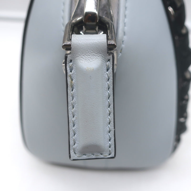 Givenchy Mini Antigona Woven Chain Satchel Sky Blue Leather Crossbody Bag