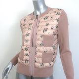Moncler Magolione Tricot Alla Coreana Floral Knit Puffer Jacket Pink Size Small